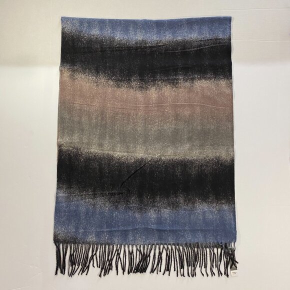 Jack & Missy Black Blue Multicolor Chakra Scarf/Wrap with fringe - Picture 2 of 13